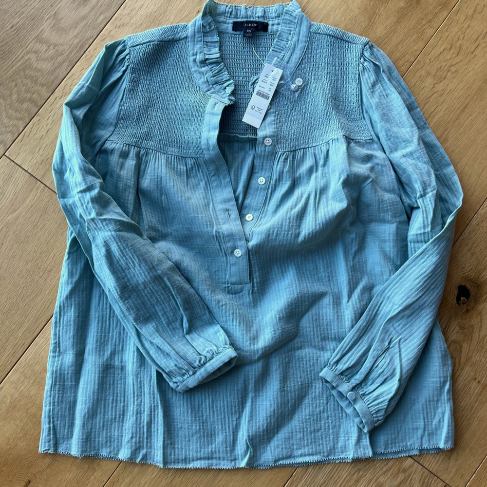 J.Crew long sleeve soft gauze garden top in XS in dusty shale